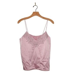 Nolan Miller Dynasty Collection‎ Pink Beaded V Neck Cami Size 12